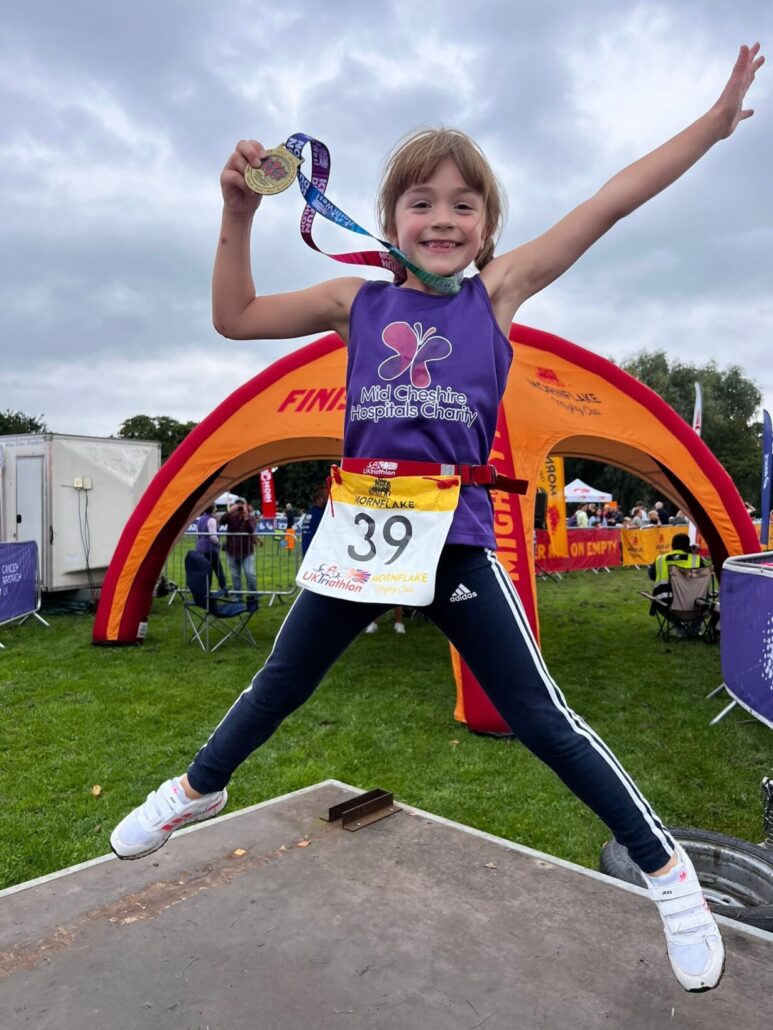 Jess took on the North West Duathlon in 2023 to raise funds for NICU at Leighton Hospital