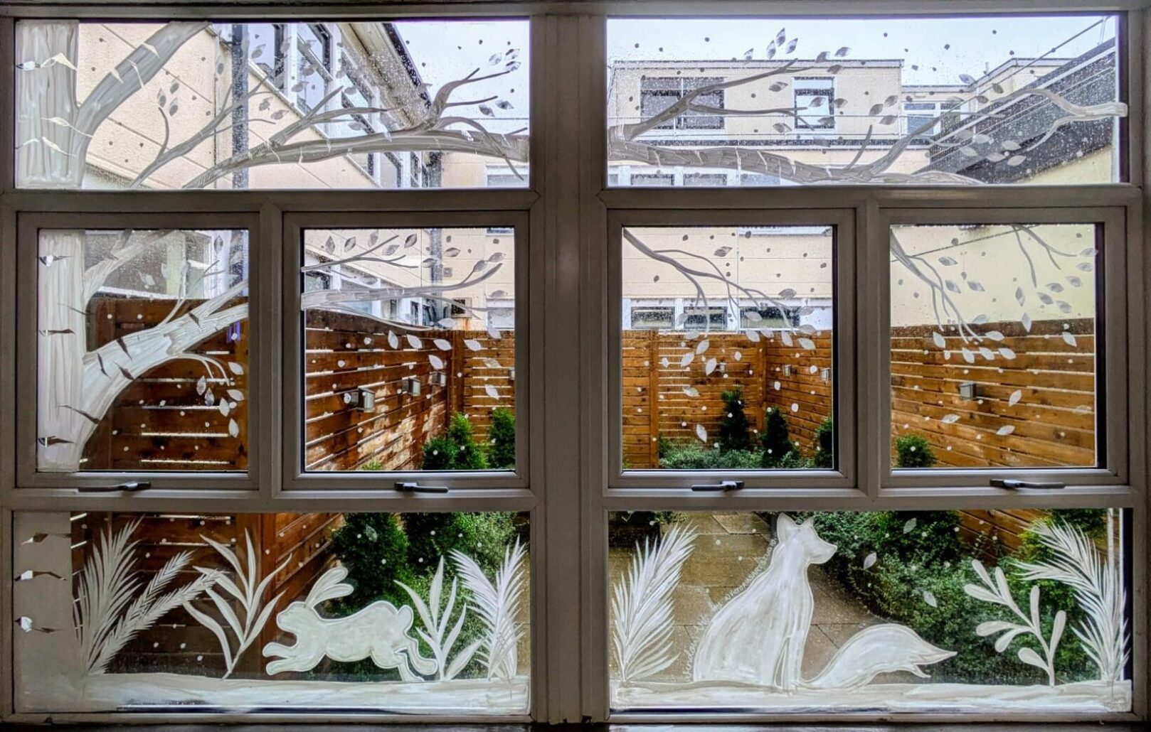 Our beautiful Winter Wonderland Windows are created on site by local artist Victoria from Victoria's Art Studio