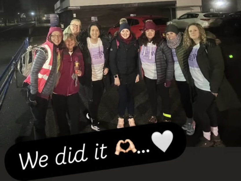 Walk of Hearts team at the end of their midnight walk