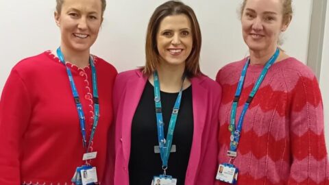 Women wearing red and pink for All Our Hearts Day