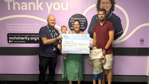 Jo and Tom celebrating their fundraising challenge